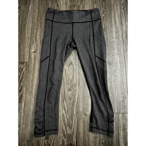 Lululemon Speed Crop Giant Herringbone Black Heathered Black size 6